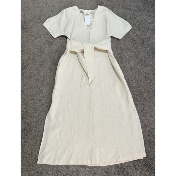 Linen Tie Sash Mango MNG Maxi Dress Size Medium NWT Beach Wedding Party Vacation - Picture 1 of 12